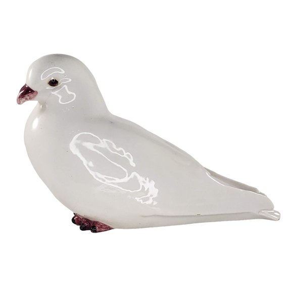 Vintage Italy Dove Pigeon Bird White Figurine Italian Pottery #80